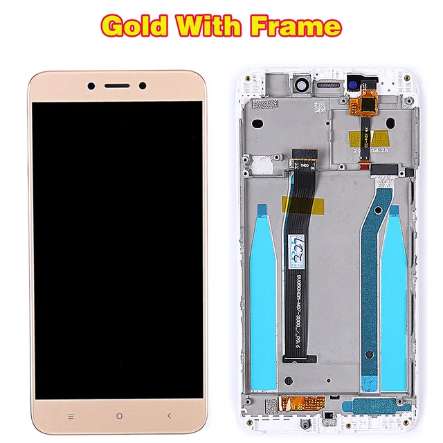 Gold With Frame Сенсорный экран для Xiaomi Redmi 4X, ЖК-дисплей, дигитайзер в сборе, протестирован, 5,0 дюймов, 1280x720, рамка для Xiaomi Redmi 4X, ЖК - Цвет: Gold With Frame