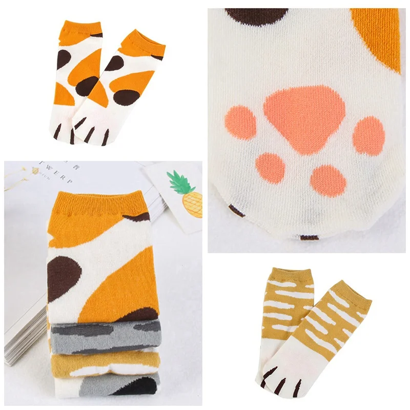 

Women Cute Cat Foot Animal Socks Slippers Fashion Summer Cotton Boat Socks Female Soft Breathable Winter Socks