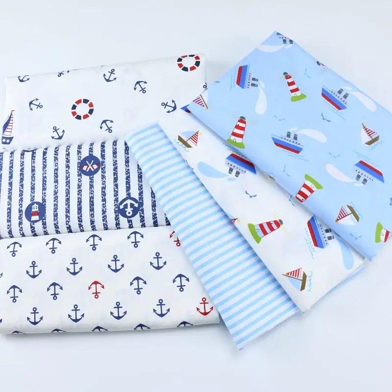 Океанский ветер морской якорь в полоску 100% саржевая хлопчатобумажная ткань для шитья своими руками