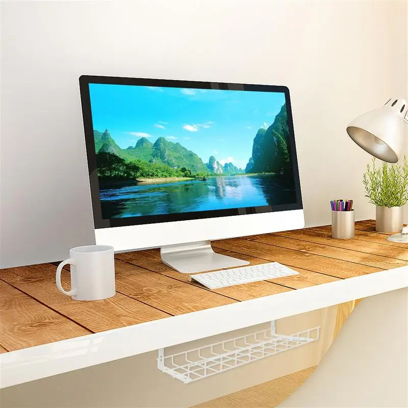 

1pc Under Desk Cable Management Tray Iron Cable Organizer Cable Storage Rack