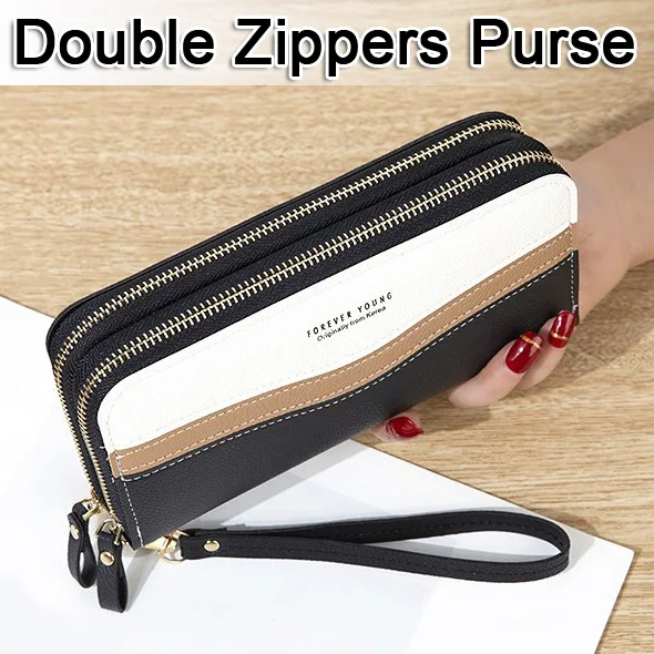 Кошелек для монет Женский кошелек с двойной молнией кошельки девочек длинная