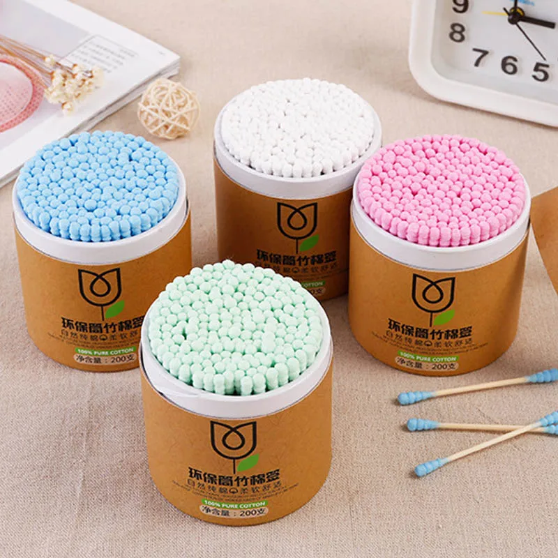 

200Pcs/Box Cotton Swab Double Head Portable Ear Nose Cleaning Tools Cosmetics Women Disposable Makeup Supplies Cotton Swab
