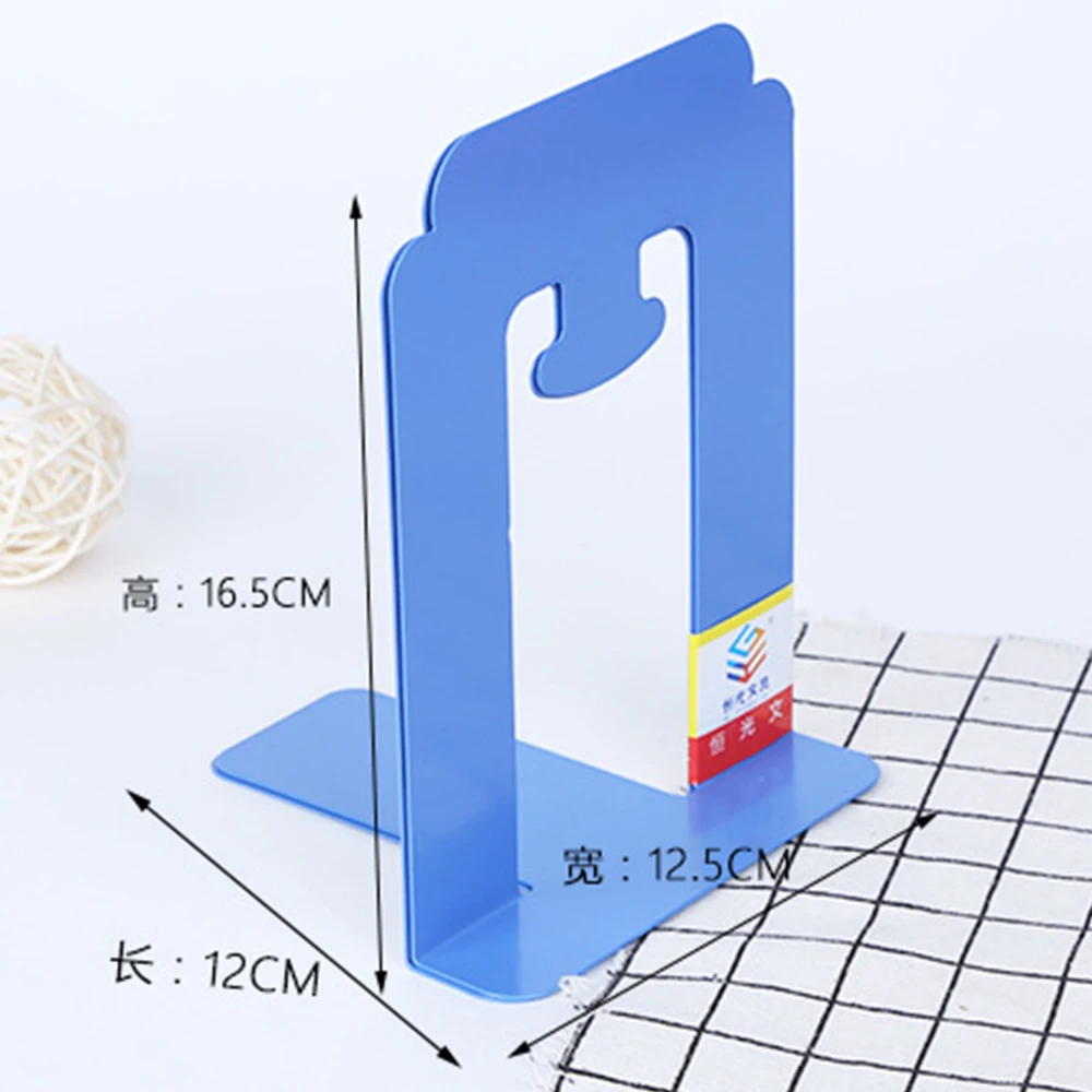 

Metal Iron Books Organizer Books Holder Desk Stands Bookends Blue Simple School Office Supplies