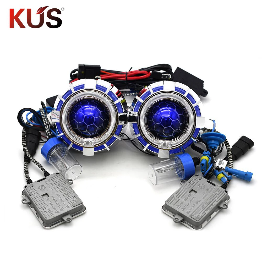 Биксеноновые линзы проектора 2 5 дюйма сотовые светодиодсветодиодный ангельские