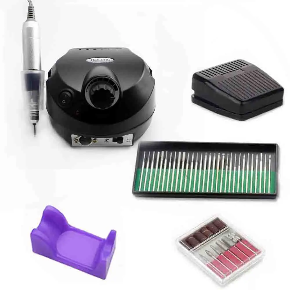 20W-202 black SET 2 32/20/12 Вт Электрический Фрезер для ногтей, сверлильный станок набор для маникюра и педикюра, фрезер фрезерный станок, маникюр, машинка для маникюра ногтей комплект оборудования, Электрический Фрезер для ногтей, набор - Color: 20W-202 black SET 2