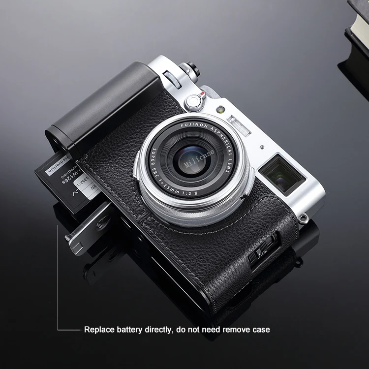 

Genuine Leather Fuji X100V Camera Half Case Metal Grip Dovetail Plate Built-in for Fujifilm X100V Fuji X100V