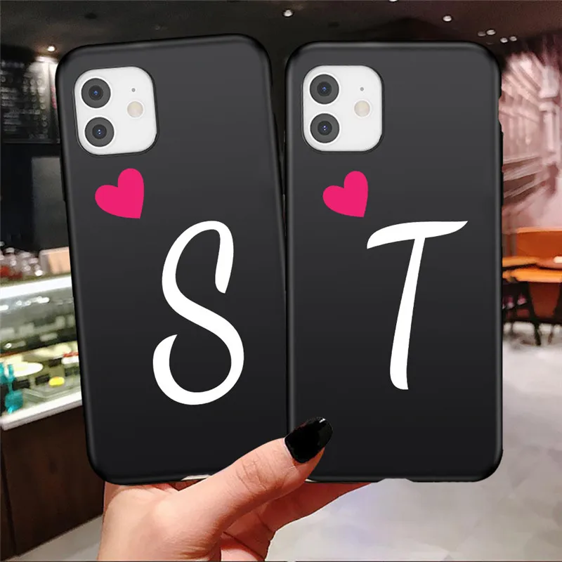 

LUPWAY Letters A Z Love Heart Cartoon Phone Case For iPhone 13 12 Pro Mini 11 Pro Max X XR XS Max Soft TPU Silicone Back Cover