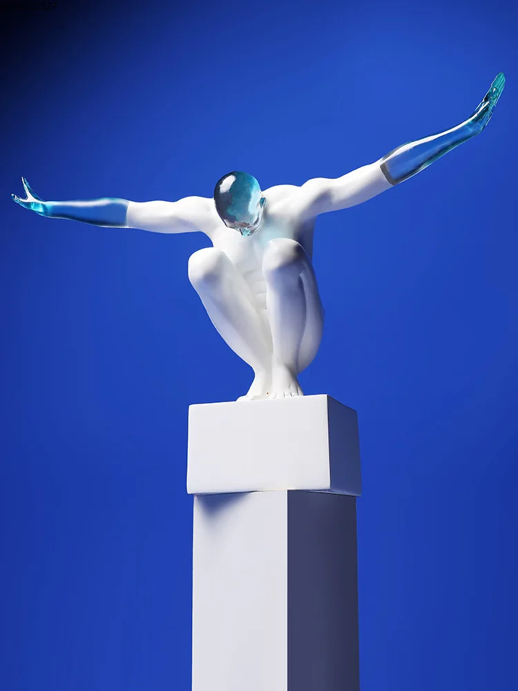 

European-style Abstract Character Sculpture Crafts Living Room Decoration White Man Waving Art Resin Statue Figurines Home Decor