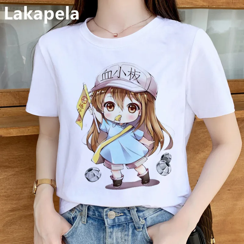 Аниме смешная модная женская футболка Kawayi на день рождения Chibi базовая белая с