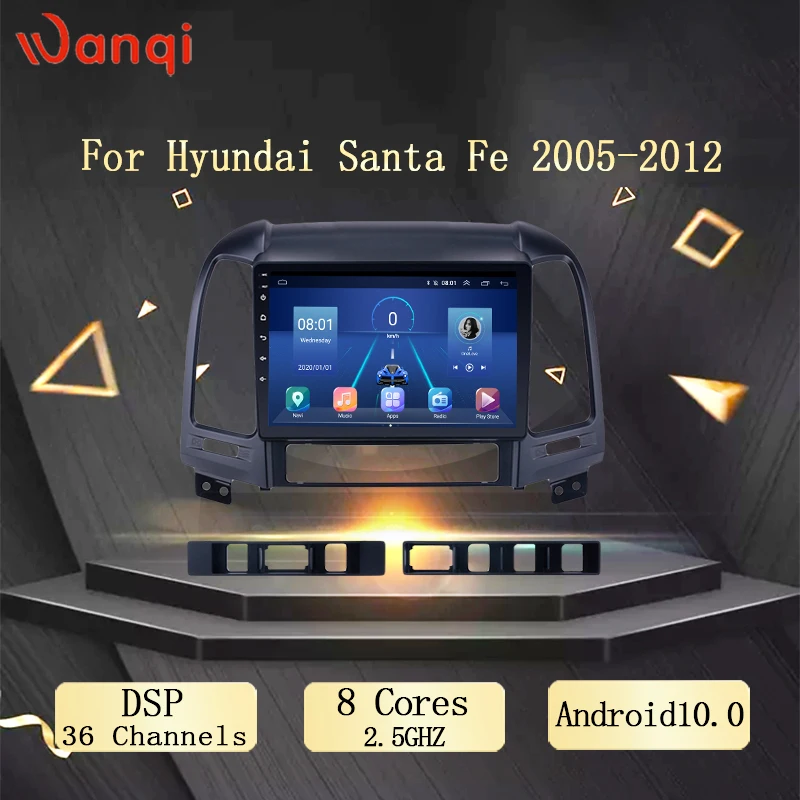 Автомобильный мультимедийный DVD плеер Wanqi Android 10 0 9 дюймов GPS радио стерео для Hyundai