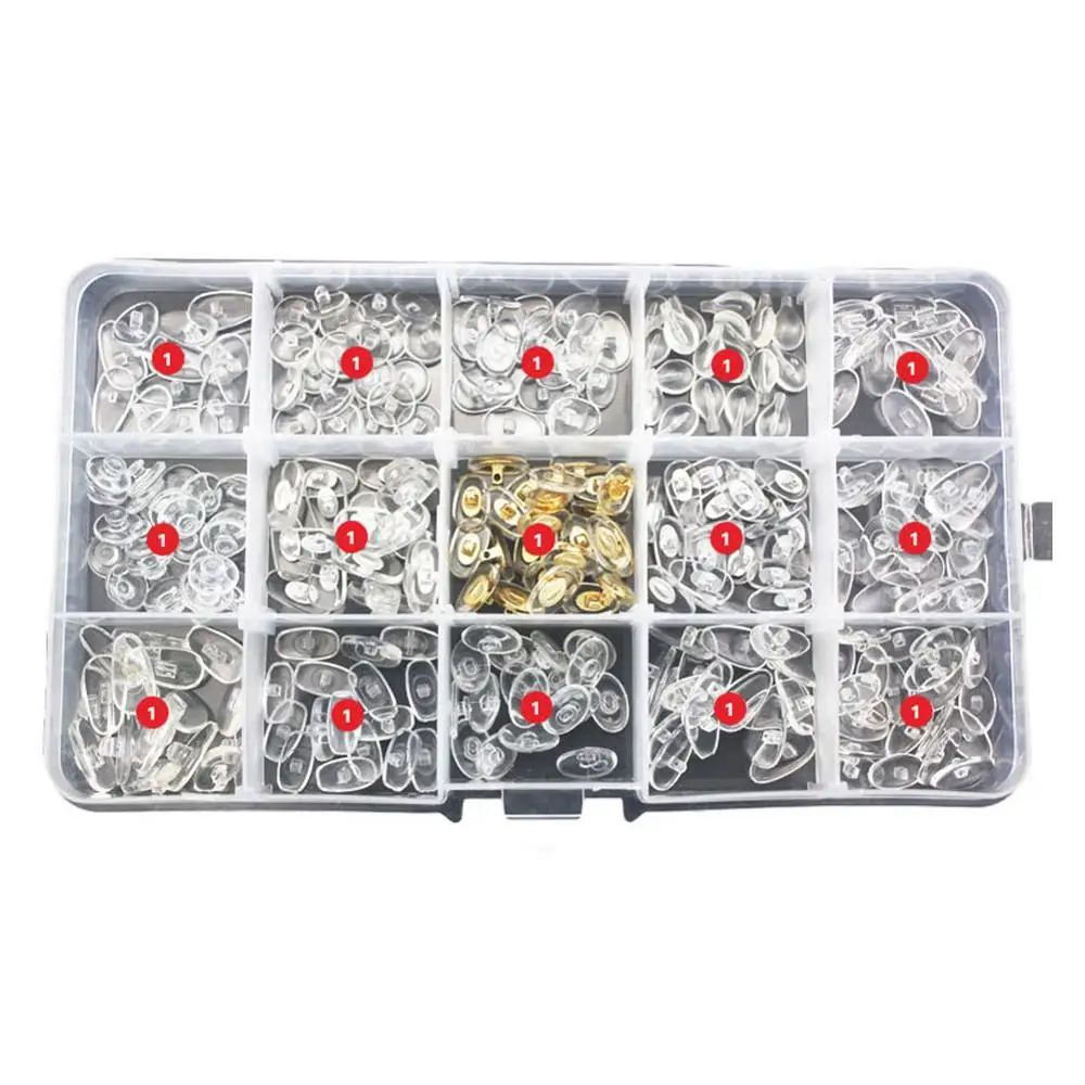 transparent 150 пар силиконовых очков Солнцезащитные очки винт и слот для карт на носоупоры инструмент для ремонта - Цвет: transparent