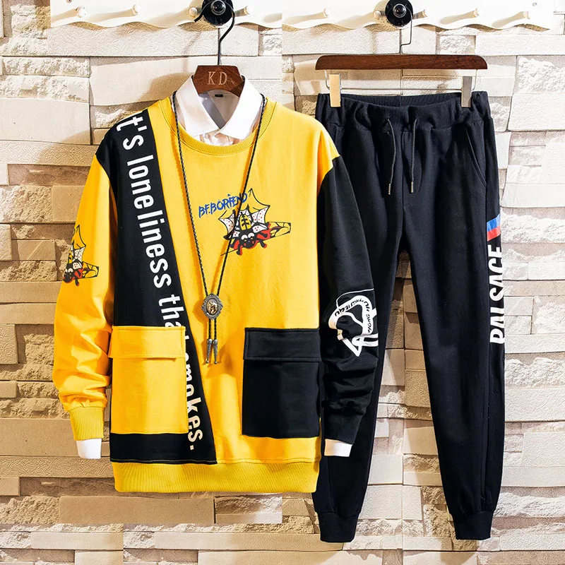 

Men's Sportswear Sets 2020 Autumn Spring Hoodies Male Casual Tracksuit Sweatshirt + Sweatpants Track Suit