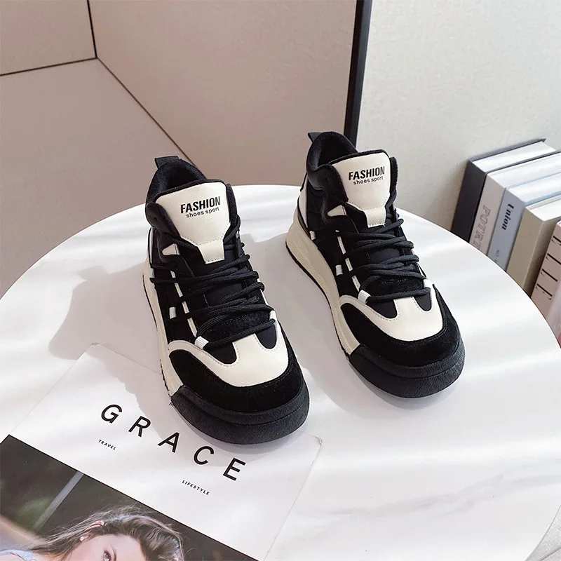 

Fashion trendy plus cotton warm casual shoes 2021 winter sports style new products with round toe women's shoes high-top shoes