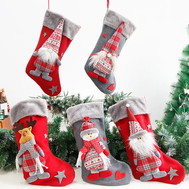 

2022 New Year Christmas Stocking Sack Xmas Gift Candy Bag Noel Christmas Decorations for Home Navidad Sock Christmas Tree Decor