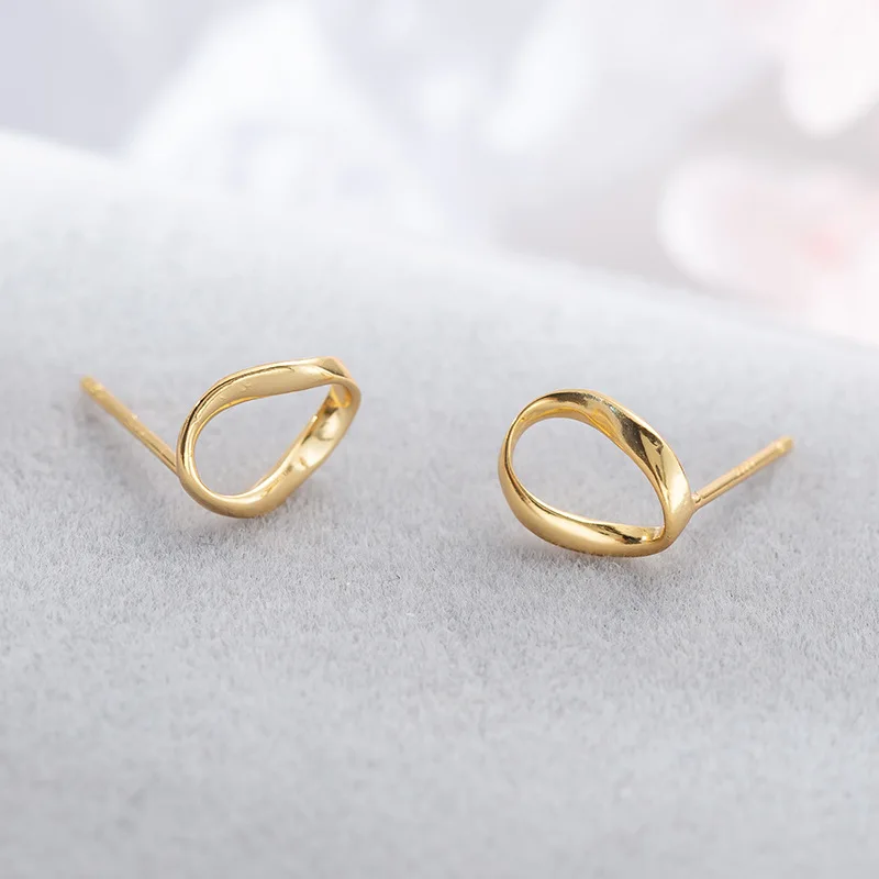 Женские серьги гвоздики с Золотистым Покрытием неправильный овал из