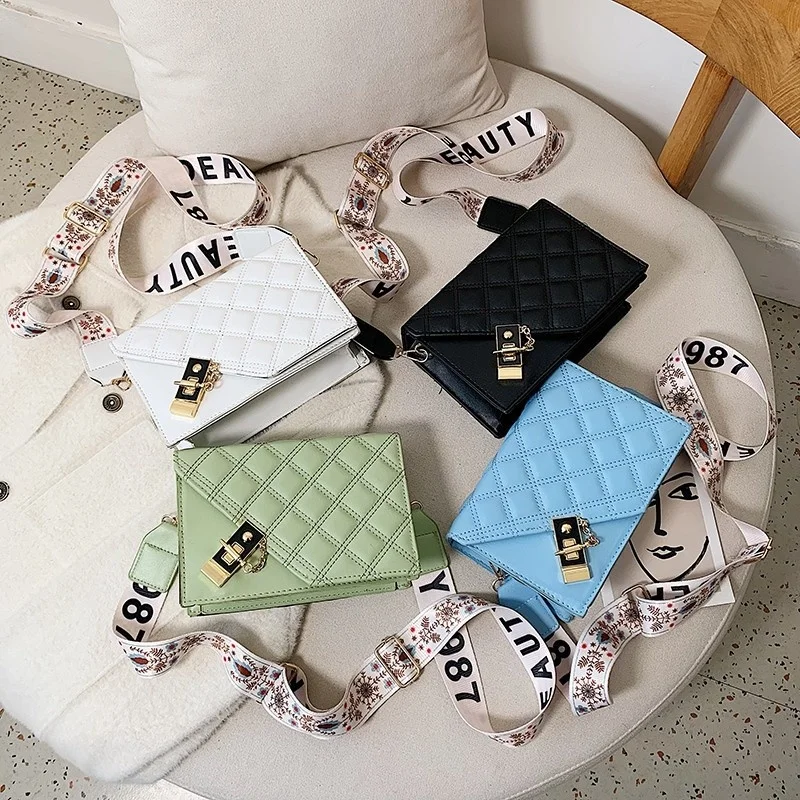 

Модная женская сумка-мессенджер на одно плечо с широким плечевым ремнем, однотонная маленькая квадратная сумка с мягкой поверхностью, нови...