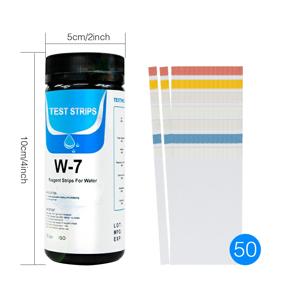 Тест полоска для аквариума 7 в 1 тест кислотности и щелочности PH KH GH нитрата