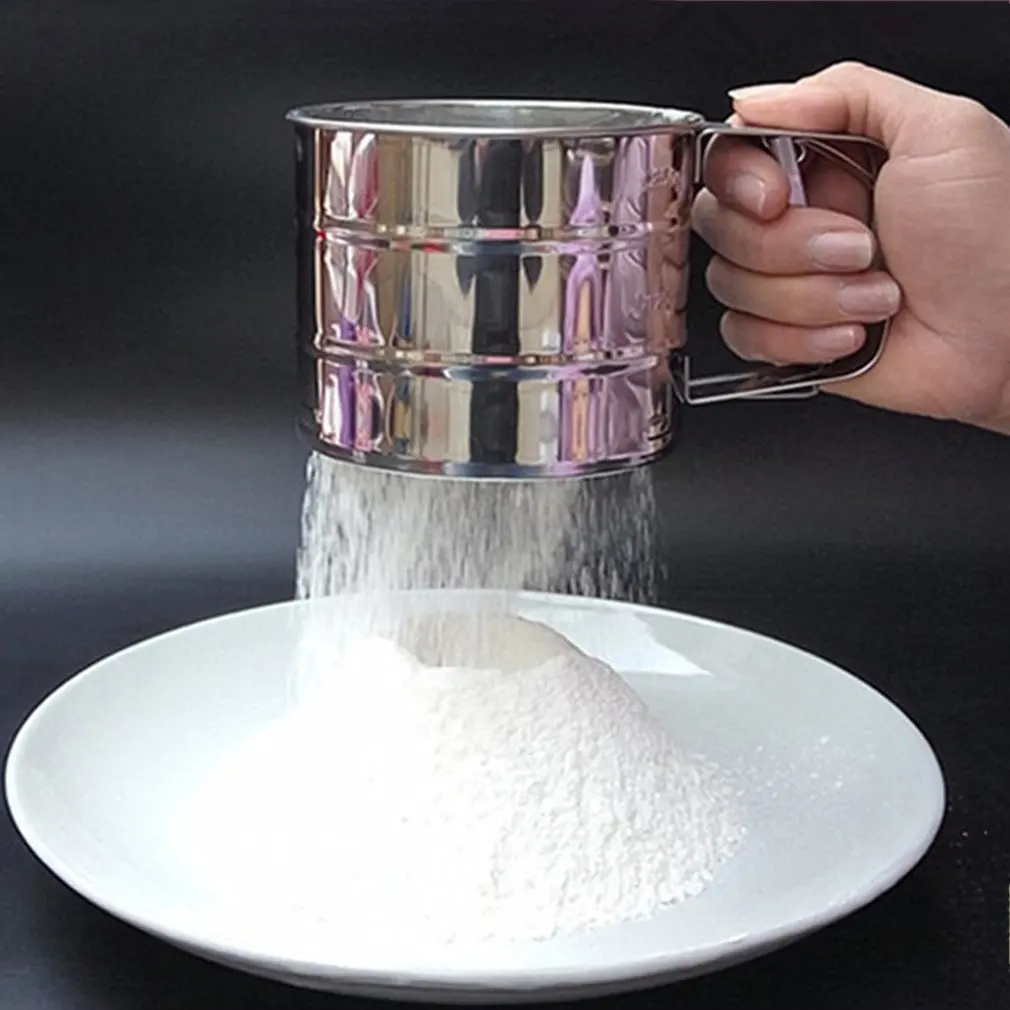 

Stainless Steel Handheld Mesh Flour Shaker Baking Icing Sugar Sieve Cup Semi-automatic Cake Utensils Cocoa Powder Pastry Tool