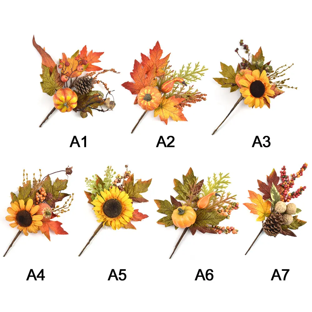 Artficial Simulation Maple Leaf Pumpkin Sunflower Picks Garland Accessories Home DIY Atumn Harvest Thanksgiving Halloween | Дом и сад