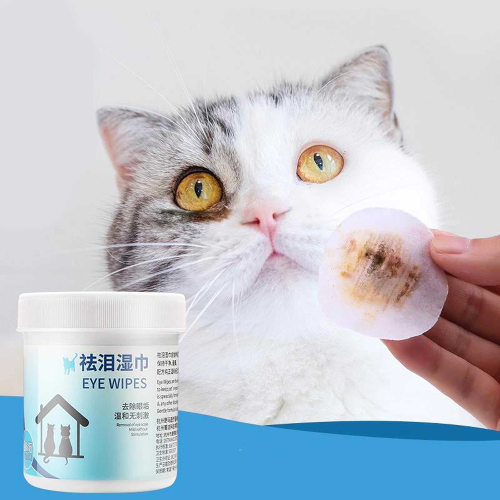 

100 Pads Pet Eye Wipes Tear Stain Remover Wipes for Cats & Dogs Eye Crust Treatment for White Fur Unscented Gentle
