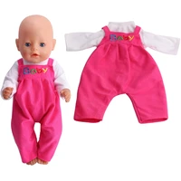 40 43 cm boy american dolls clothes magenta pantsuit suspenders newborn baby toys accessories fit 18 inch girls doll gift a14