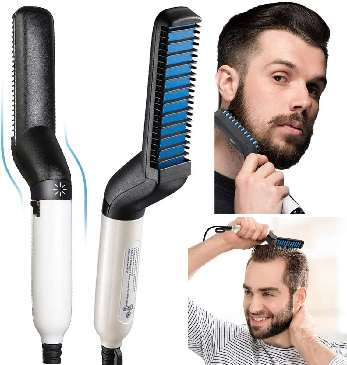 

Multifunctional Men Hair Comb Brush Quick Beard Straightener Styling Accessories Curling Curler Show Cap Beauty Hair Styling