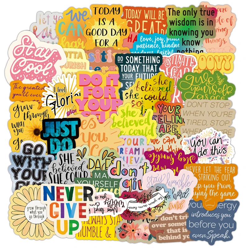 

50PCS Motivational Phrases Sticker Inspirational Life Quotes DIY Laptop Study Room Scrapbooking Graffiti Decals Stickers F4