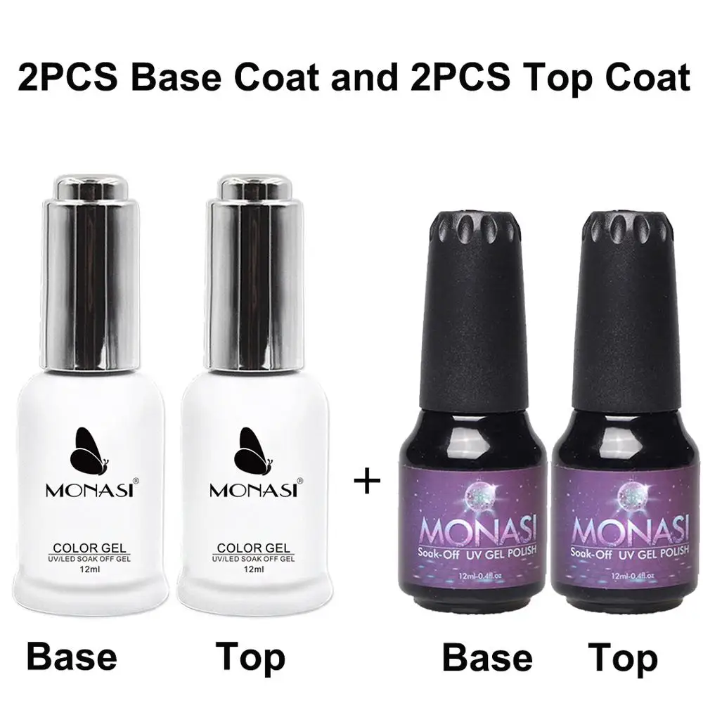 

2PCS Base and 2PCS Top Coat For Nails ,Thick Rubber Base Coat ,No Wipe Top Coat without a sticky layer