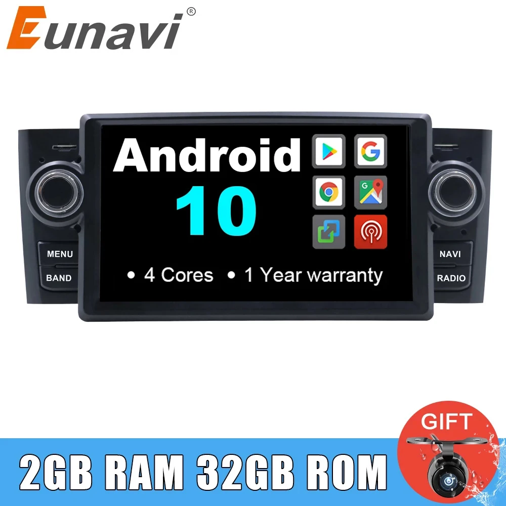 Eunavi 7 'Ƈ Din автомобильный Радио стерео Мультимедиа Android 10 gps плеер для