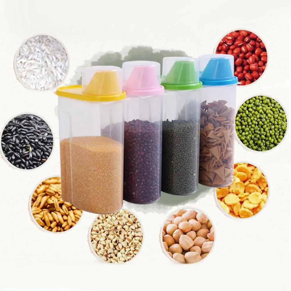 

4Pc 1.9/2.5L Kitchen Airtight Dry Food Cereal Flour Storage Box Seal Pot Can Large Capacity Food Seal With Lid Kitchen Multitool