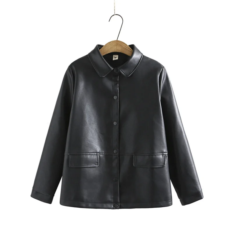 

Женская кожаная куртка, кожаный топ, Женская мотоциклетная байкерская куртка на молнии, зимняя куртка, женское осеннее Черное Женское пальт...