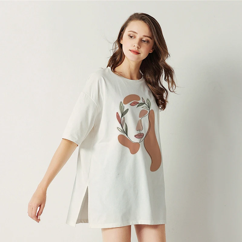 

1pcs Fashion printing short sleeves tank tops women Summer sorona sleepwear tops loose cute cartoon bottoming T-shirts A6023