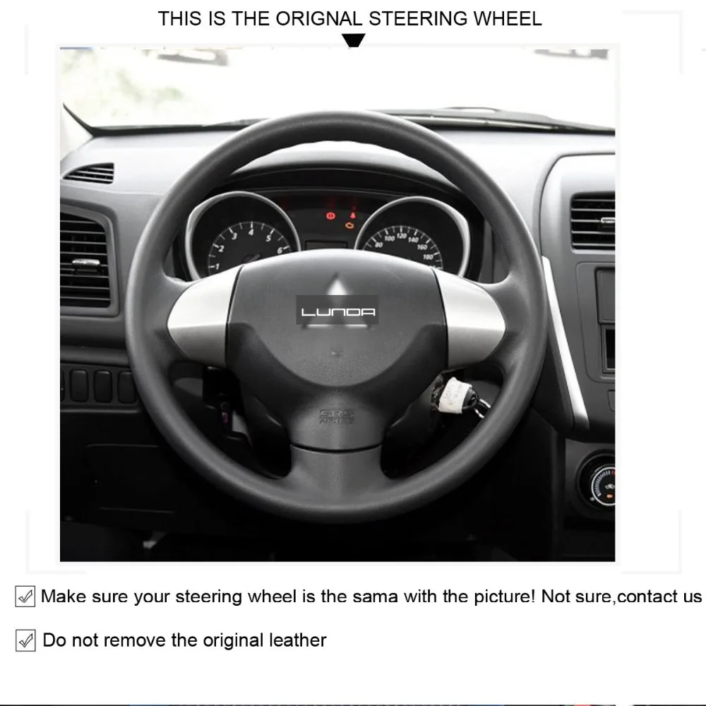 Housse de volant de voiture en cuir, cousue à la main, noir et rouge, pour Mitsubishi Lancer EX Outlander ASX Colt Pajero Sport