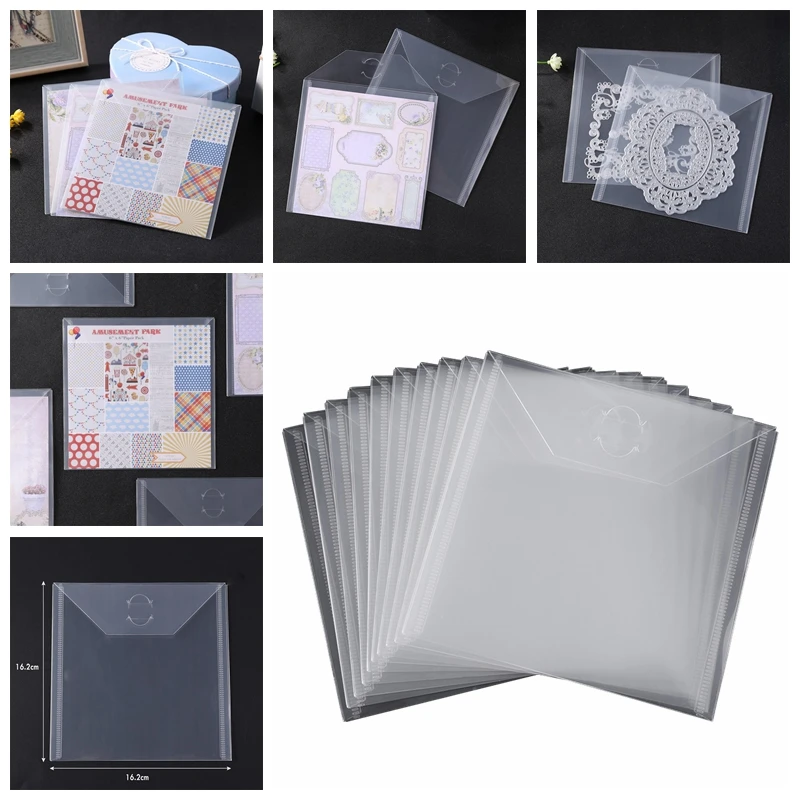 

6.4x6.4inch Plastic Sheet Storage Pockets Portable For Scrapbook Paper Cutting Dies Stamp Collect Cardstock Holder