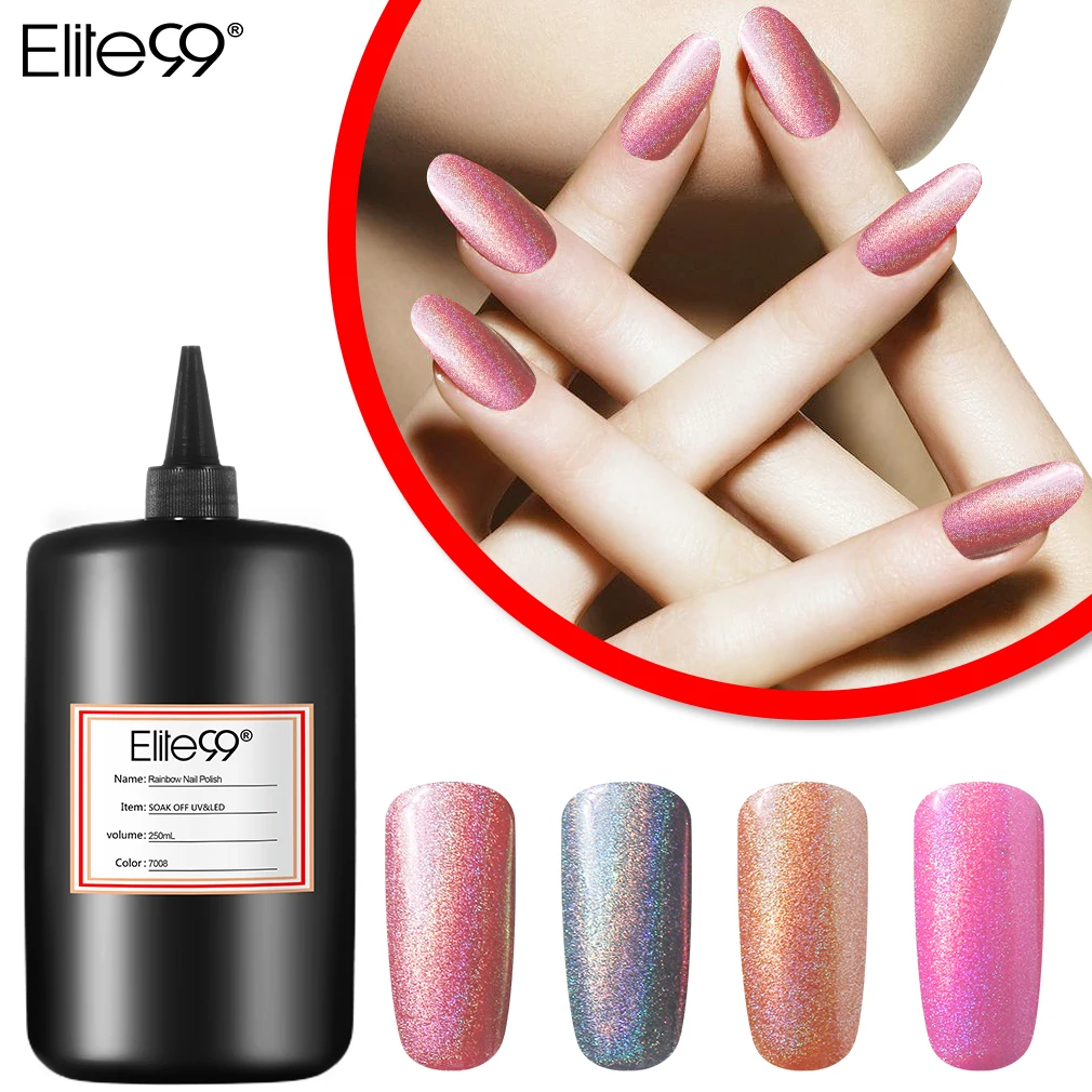 Радужный лак для ногтей Elite99 сушит на воздухе без протирания верхнее покрытие