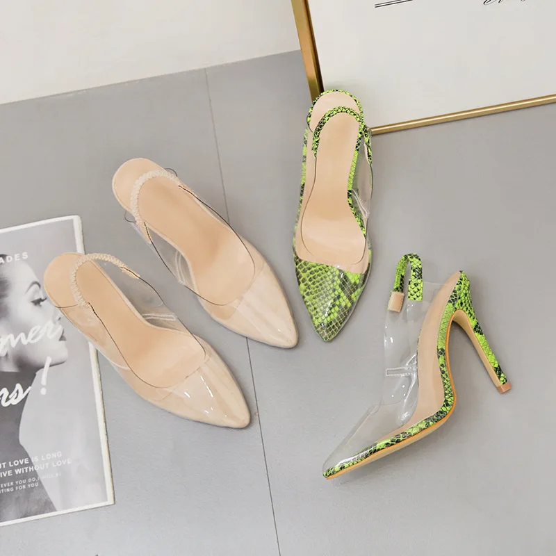 2019 сандалии женские прозрачные туфли с острым носком на высоком каблуке тонком