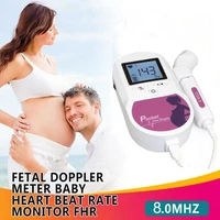 8 0 mhz contec sonolinea baby sound c doppler fetal heart rate monitor home pregnancy heart rate detector lcd display pink