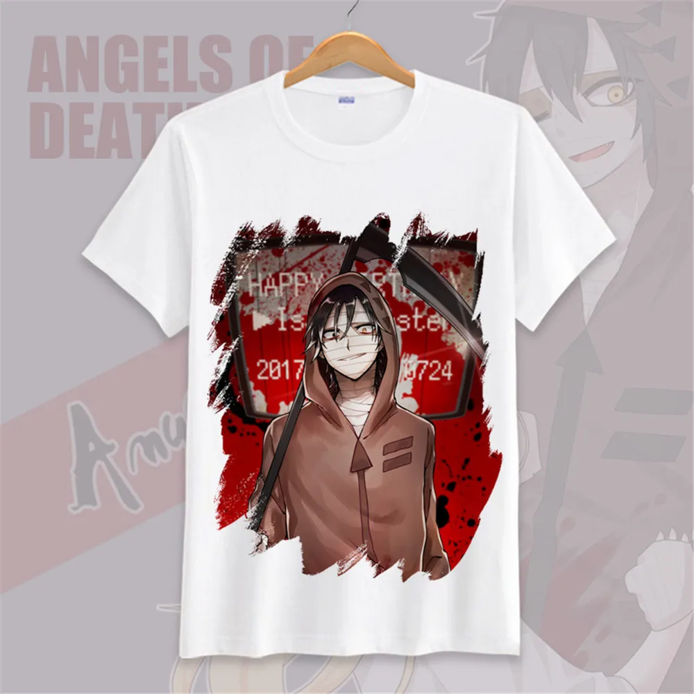 Летняя футболка аниме японские ангелы смерти короткий рукав круглый вырез