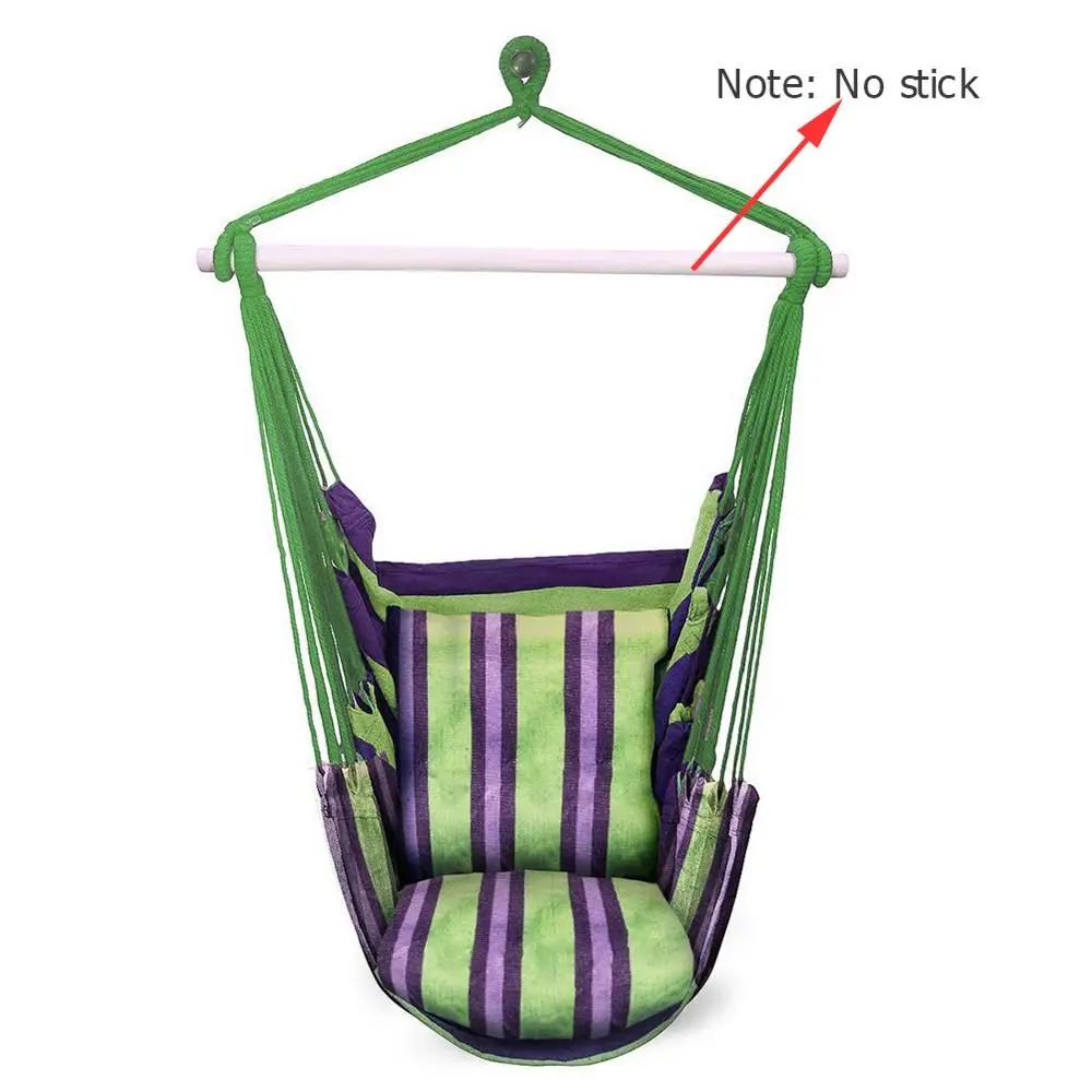 chair with pillow Портативный гамак стул Открытый Сад Гамак подвесной стул для дома путешествия Кемпинг Туризм качели Холст Полосатый гамак качели - Цвет: chair with pillow