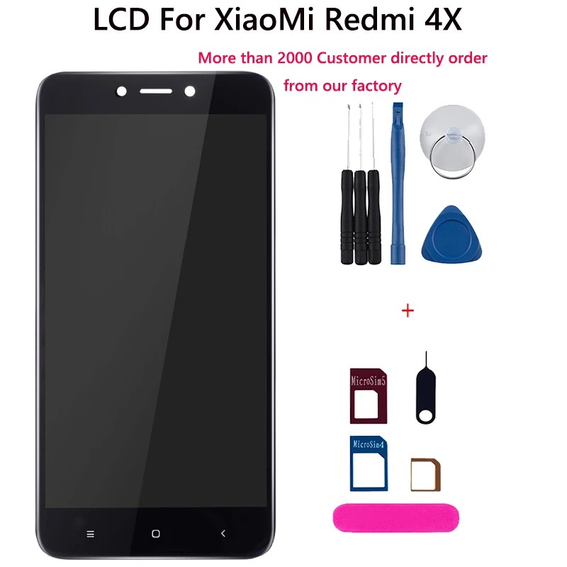 AAA + качественный ЖК дисплей для Xiaomi Redmi 4X экран с рамкой модуль смартфона Note pantalla