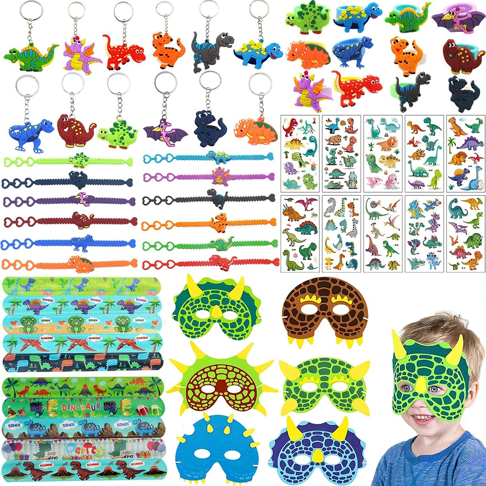 

62 PCS Dinosaur Theme Party Favors Toy Sets With Dinosaur Masks Dinosaur Party Toy Gifts For Boys And Girls Carnival Prize Gifts