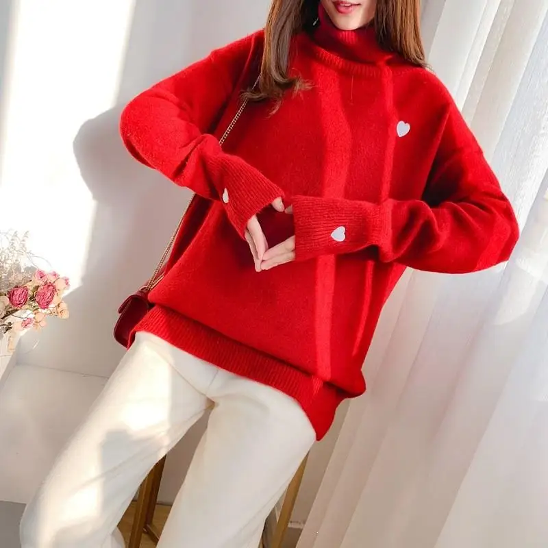 2019 пуловер с высоким воротом женский зимний свитер Корейская повседневная