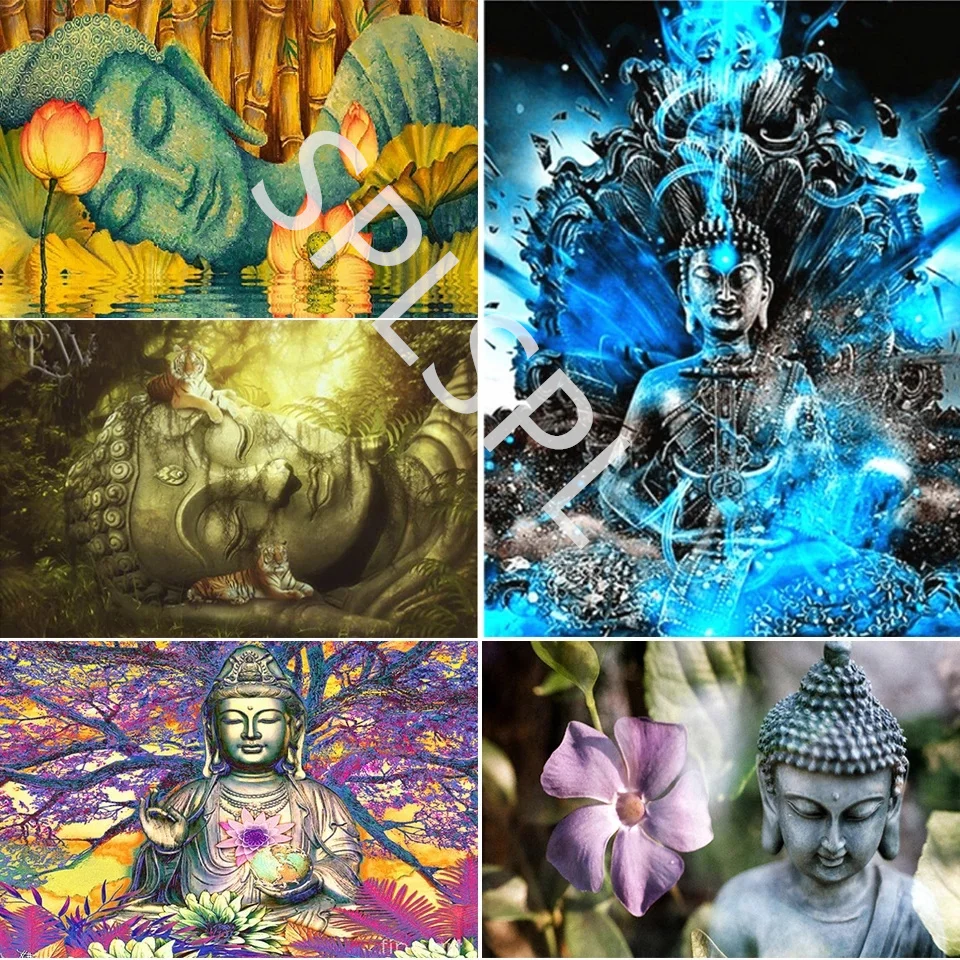 

5D Diamond Painting Religious Buddha Kit Wall Art Square Round Drill Embroidery Mosaic Nordic Cross Stitch Rhinestone Home Decor
