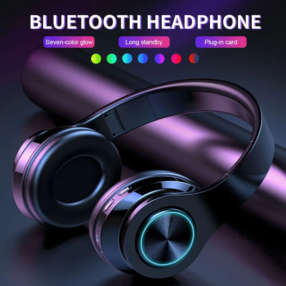 Складные беспроводные Игровые наушники стерео 9D Bluetooth поддержка SD карт