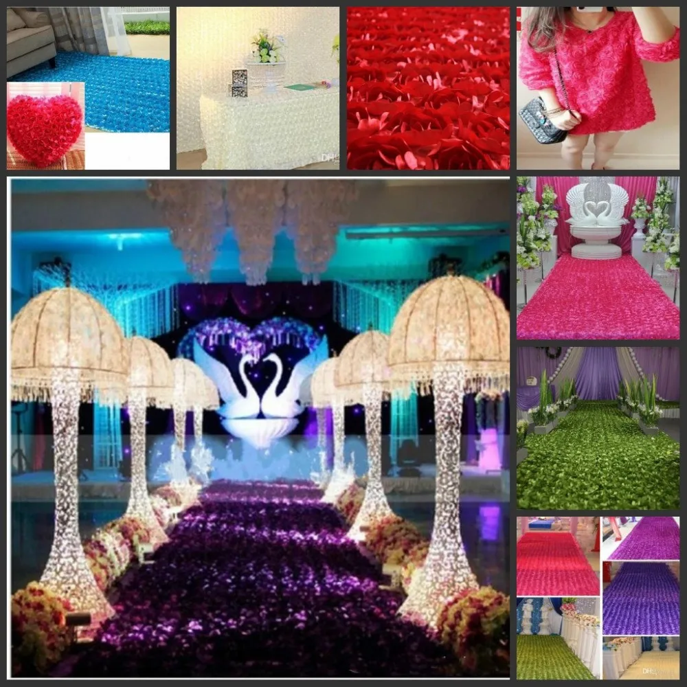 

New Popular Wedding Favors White Carpet 3D Rose Petal Aisle Runner For Wedding Party Decorations Supplies Shooting Prop 16 Color