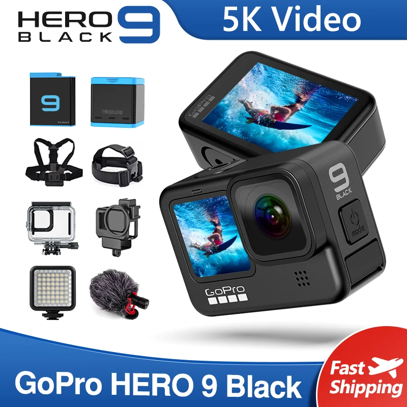 Черная подводная Экшн Камера GoPro HERO 9 с цветным передним экраном 5K