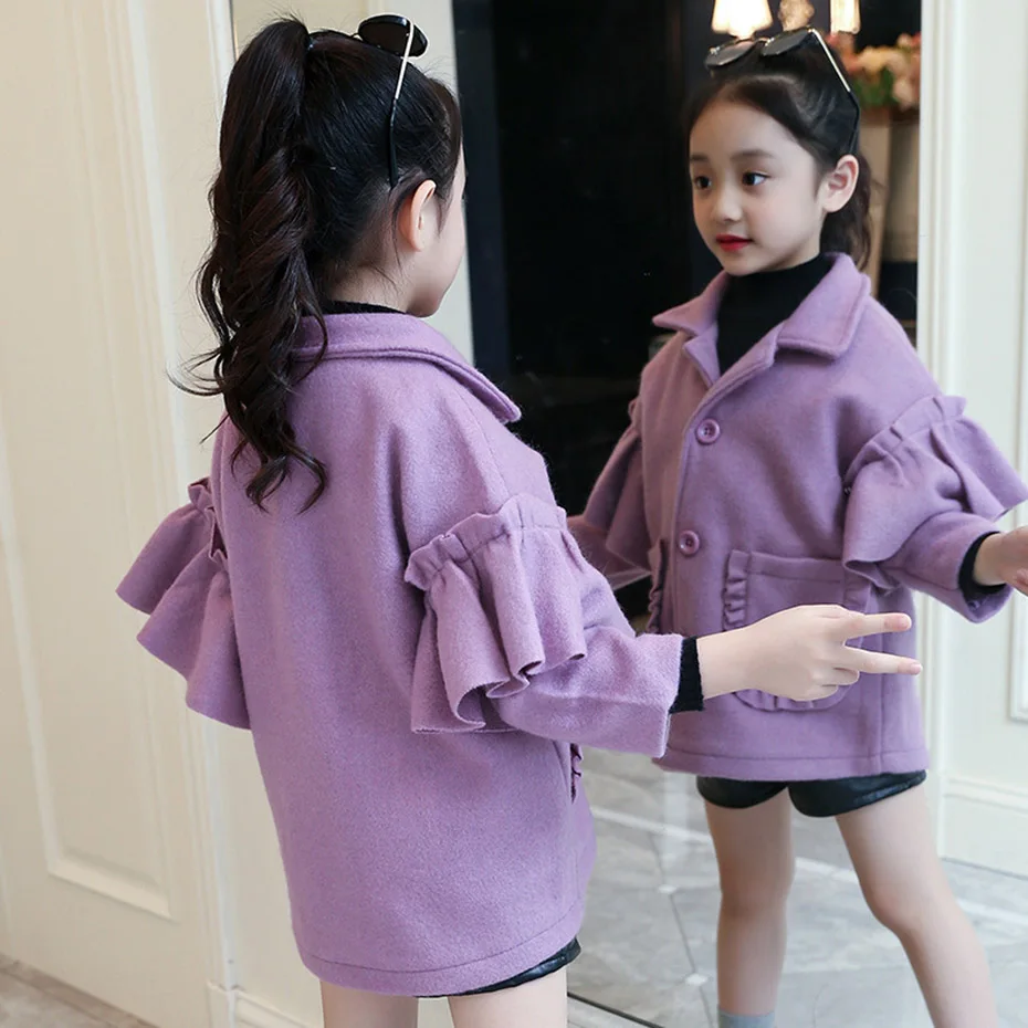 Куртки для девочек верхняя одежда однотонное пальто детская ветровка с