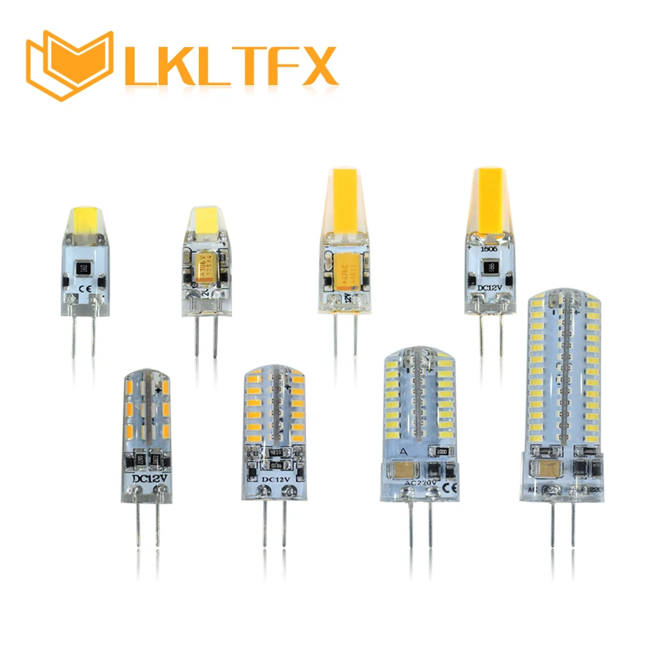 LKLTFX AC/DC 12V G4 Светодиодная лампа “Кукуруза” Bulb COB 0705 1505 AC220V/230V SMD 3014 светильник 360