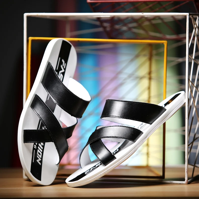 

Sandalias Transpirables Flip Flops Shower Rubber Sandals Men Leather For Chancla Hombre Men's Summer Genuine Vietnam