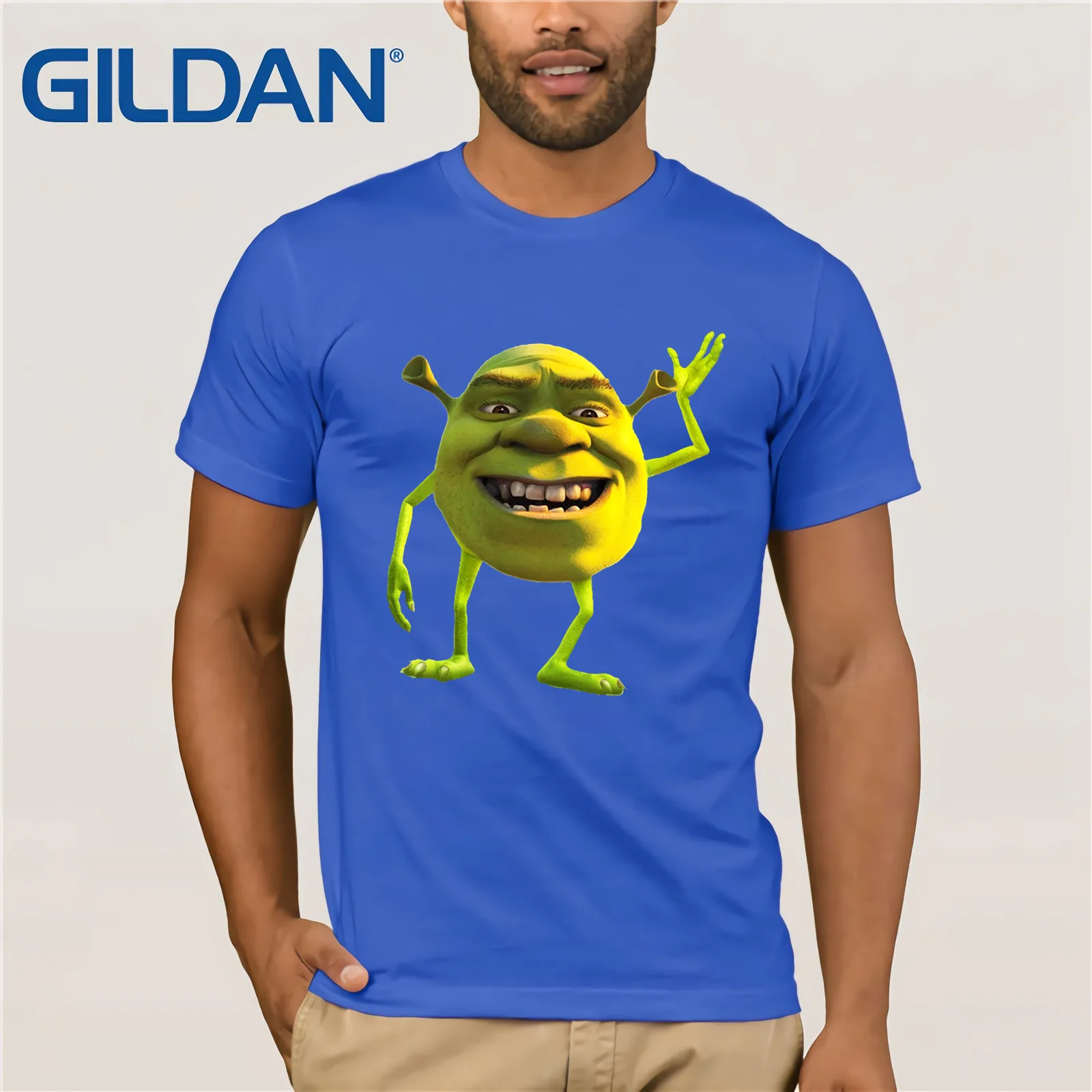 Shrek Wazowski футболка, винтажные Забавные футболки с вырезом лодочкой, хлопковые топы, футболка, повседневный топ с коротким рукавом, Забавные футболки, хлопковые топы, футболка - Цвет: blue